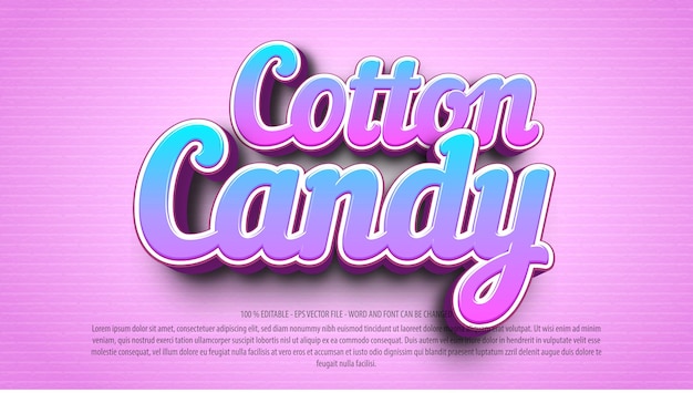 Vecteur effet de texte modifiable de style candy 3d