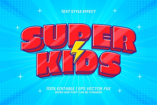 Effet De Texte Modifiable Style De Dessin Animé Super Kids 3d