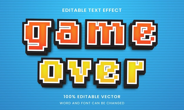 Vecteur effet de texte modifiable de style graphique de jeu de pixels d'arcade