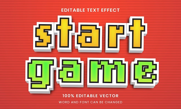 Vecteur effet de texte modifiable de style graphique de jeu de pixels d'arcade