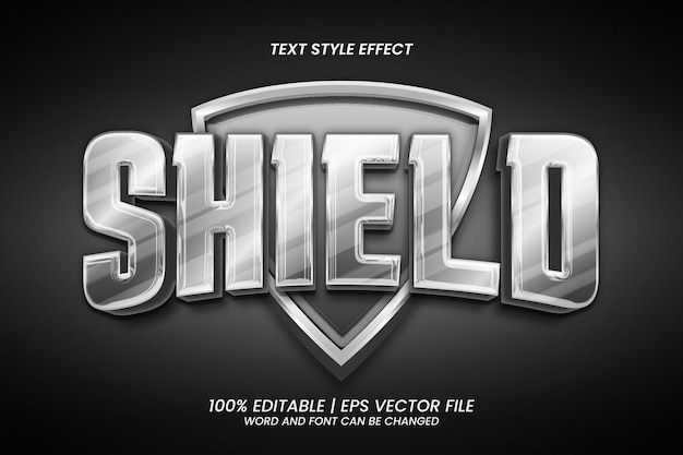 Effet De Texte Modifiable Style De Jeu 3d Silver Chrome Shield