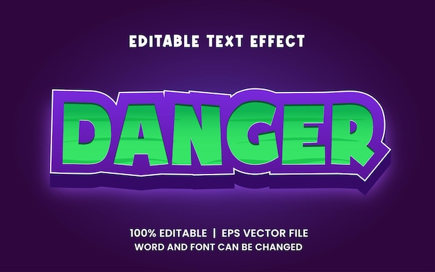 Effet De Texte Modifiable Avec Un Style De Jeu De Danger Vert Et Violet Réaliste