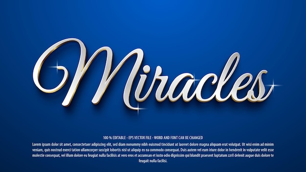 Vecteur effet de texte modifiable de style miracles 3d