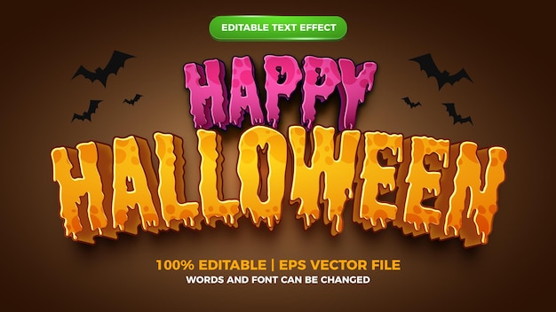 Vecteur effet de texte modifiable - style de modèle d'effet de texte modifiable de jeu de bande dessinée happy halloween