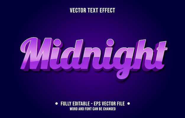 Vecteur effet de texte modifiable style moderne dégradé violet minuit