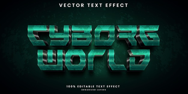 Vecteur effet de texte modifiable de style monde cyborg