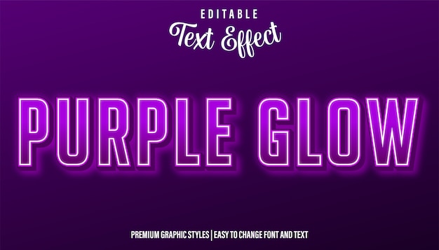 Vecteur effet de texte modifiable de style néon violet
