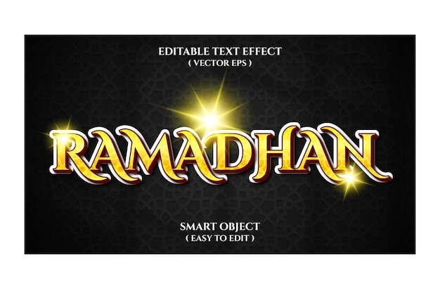 Vecteur effet de texte modifiable de style de police ramadan