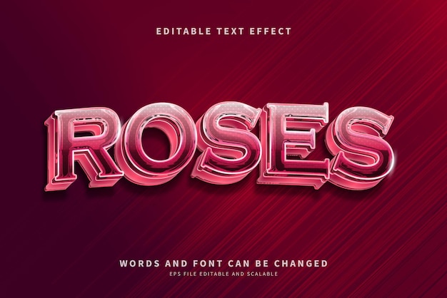 Vecteur effet de texte modifiable de style roses 3d