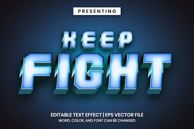 Effet de texte modifiable de style solide en métal bleu