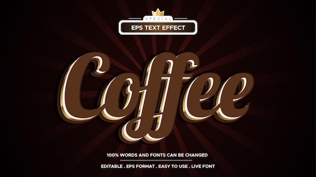 Effet de texte modifiable de style de texte de café