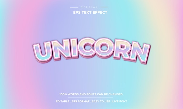 Effet De Texte Modifiable, Style De Texte De Licorne Coloré