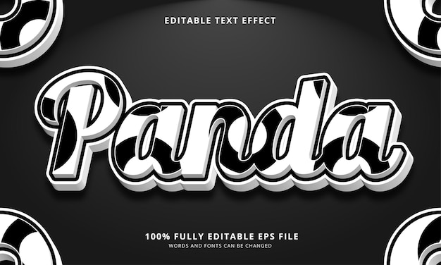 Vecteur effet de texte modifiable de style de texte panda