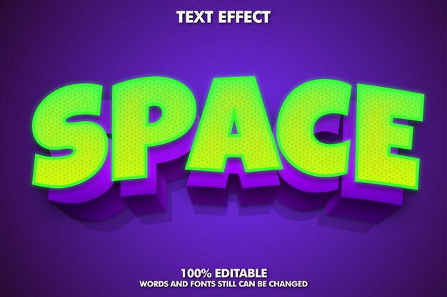 Effet De Texte Modifiable, Style De Texte Vert Et Violet Brillant