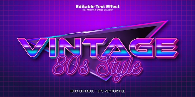 Effet de texte modifiable de style vintage des années 80 dans un style tendance moderne