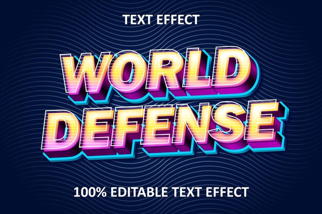 Effet De Texte Modifiable De Style Vintage World Defense