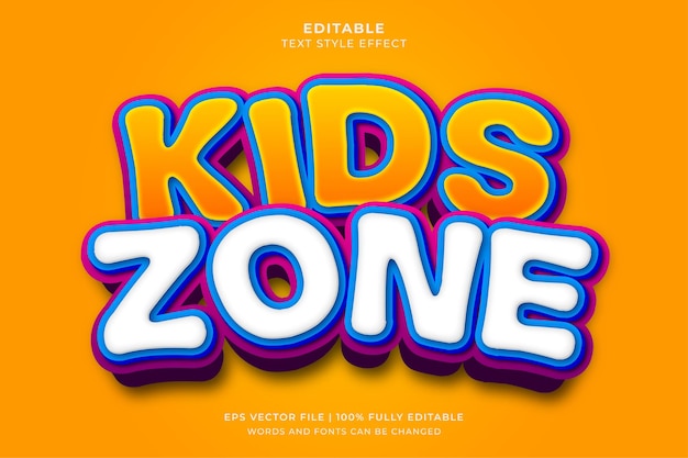 Effet de texte modifiable de style zone enfants 3d