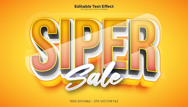 Effet de texte modifiable Super Sale dans un style tendance moderne