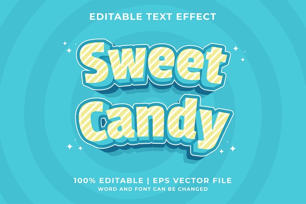 Effet De Texte Modifiable Sweet Candy 3d Cartoon Style Modèle Vecteur Premium