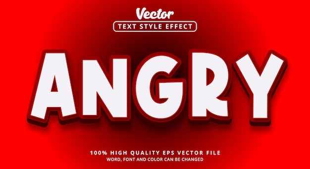 Effet de texte modifiable, texte en colère avec un style de couleur rouge
