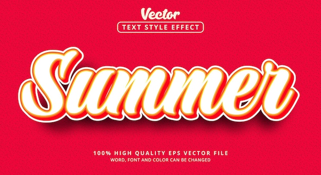 Effet de texte modifiable, texte d'été avec style de couleur rouge et orange
