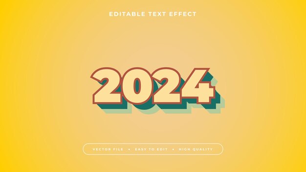 Effet de texte modifiable Texte jaune 2024 sur fond lumineux