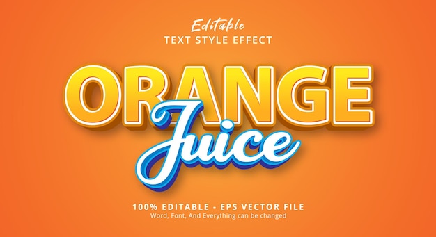 Effet de texte modifiable Texte de jus d'orange sur l'effet de style de titre