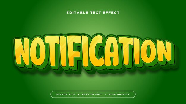 Effet de texte modifiable Texte de notification jaune sur fond vert