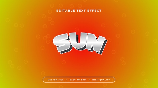 Effet de texte modifiable Texte de soleil argenté sur fond orange gradient