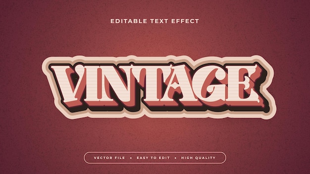 Vecteur effet de texte modifiable texte vintage rouge