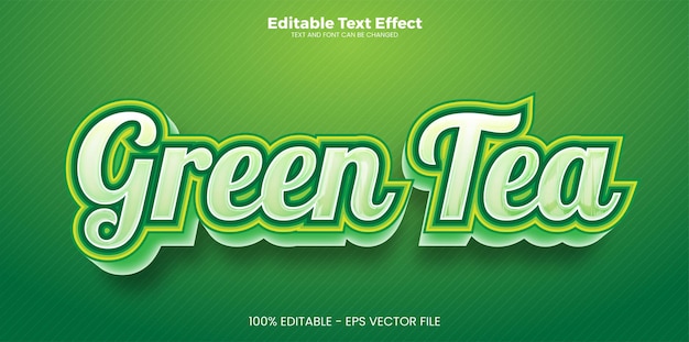 Effet de texte modifiable de thé vert dans un style tendance moderne