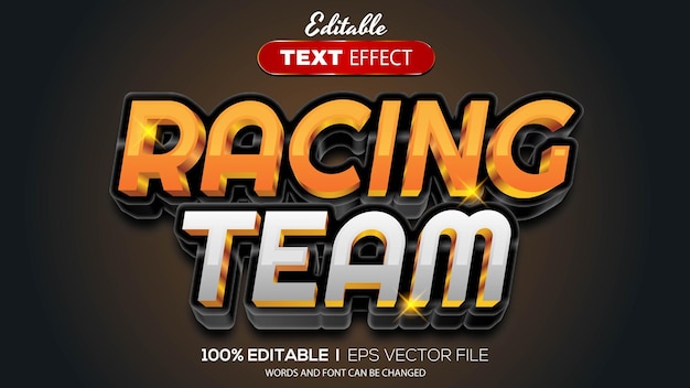Vecteur effet de texte modifiable thème de l'équipe de course