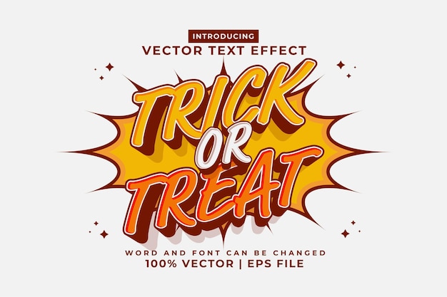 Vecteur effet de texte modifiable trick or treat vecteur premium de style dessin animé 3d