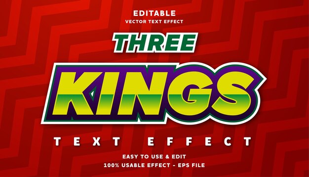 effet de texte modifiable des trois rois avec un style moderne et simple