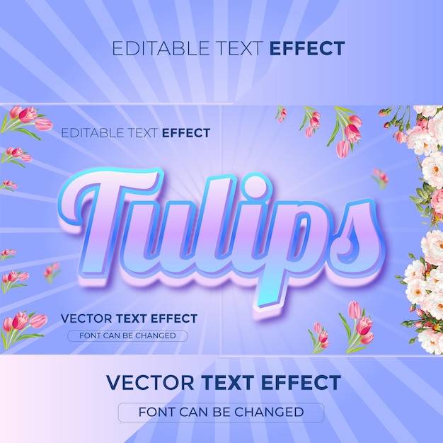 Effet De Texte Modifiable De Tulipes Vecteur Premium