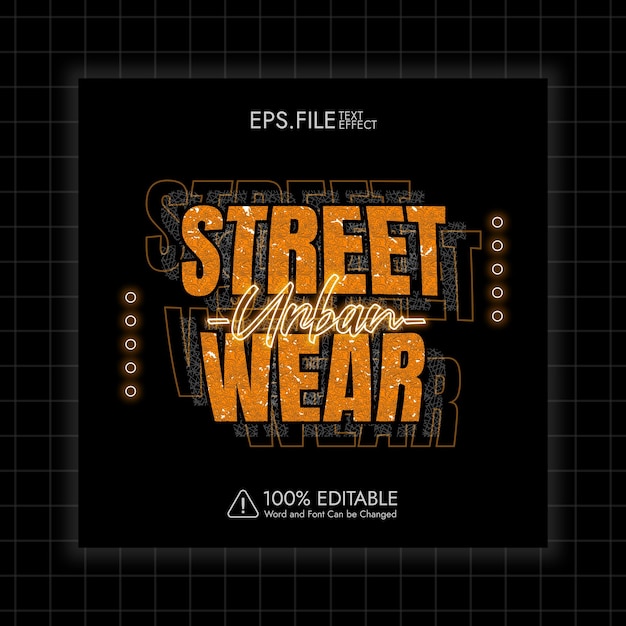 Effet De Texte Modifiable - Urban Street Wear Line Style T-shirt Imprimable Vecteur Premium