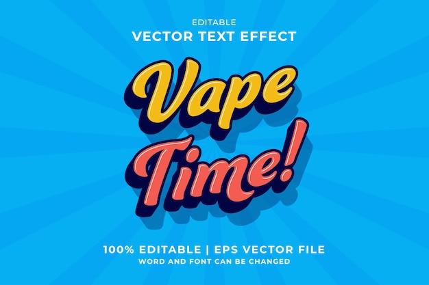 Effet De Texte Modifiable Vape Time 3d Template Style Vecteur Premium