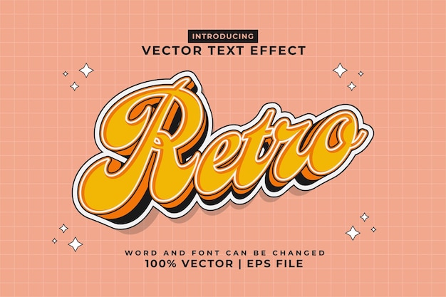 Effet de texte modifiable Vecteur premium de style dessin animé rétro 3d