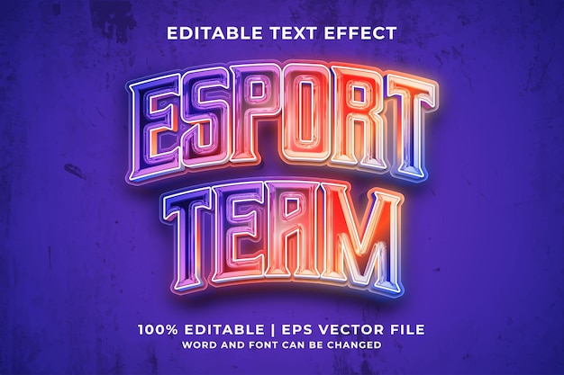 Effet De Texte Modifiable - Vecteur Premium De Style De Modèle Esport Team 3d