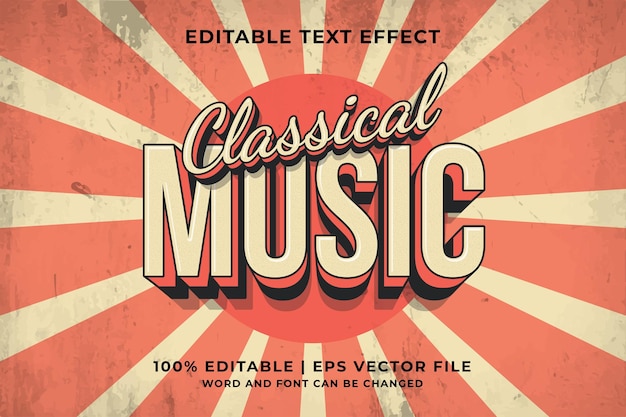 Effet De Texte Modifiable - Vecteur Premium De Style De Modèle Rétro De Musique Classique