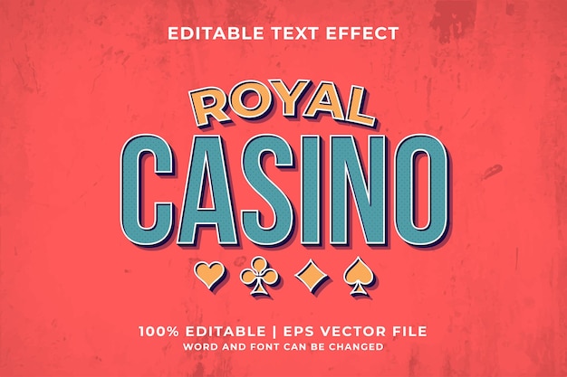 Effet De Texte Modifiable - Vecteur Premium De Style Rétro Modèle Royal Casino