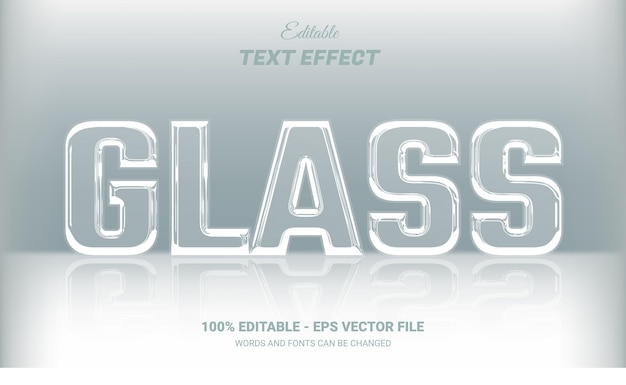 Vecteur effet de texte modifiable en verre
