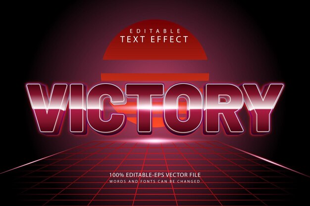 Effet de texte modifiable de la victoire style rétro en relief 3 dimensions
