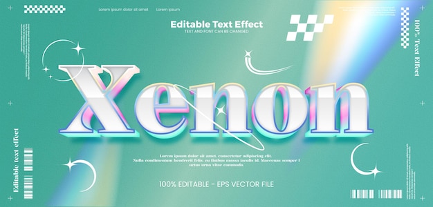 Effet de texte modifiable Xenon y2k dans le style de tendance moderne