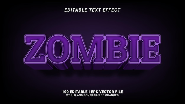 Vecteur effet de texte modifiable zombie