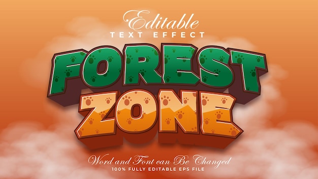 Vecteur effet de texte modifiable de la zone forestière