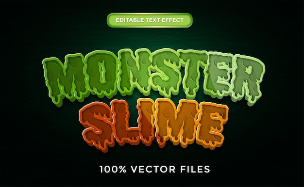 Vecteur effet de texte monster slime vecteur premium