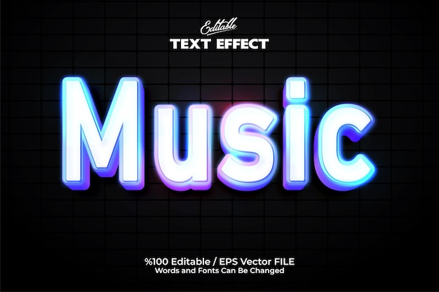 Un effet de texte 'Musique' réalisé sur un fond noir coloré et entièrement personnalisable et modifiable avec ses couleurs de police et son texte de style néon