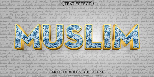 Vecteur effet de texte musulman modifiable et évolutif