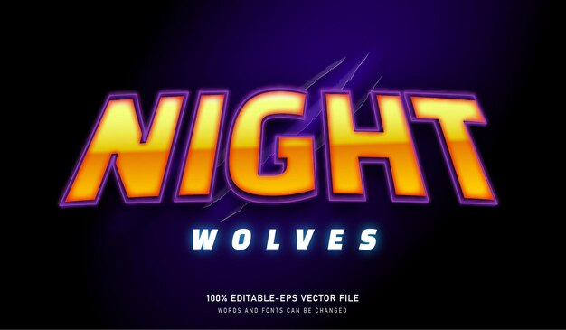 EFFET DE TEXTE NIGHT WOLVES ET POLICE MODIFIABLE AVEC CLAW MARK